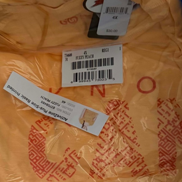 T-SHIRT, SHORT SLEEVES, FUZZY PEACH, SIZE 4X, PRINTED FRONT, ACTIVE ZONE for - Picture 1 of 2